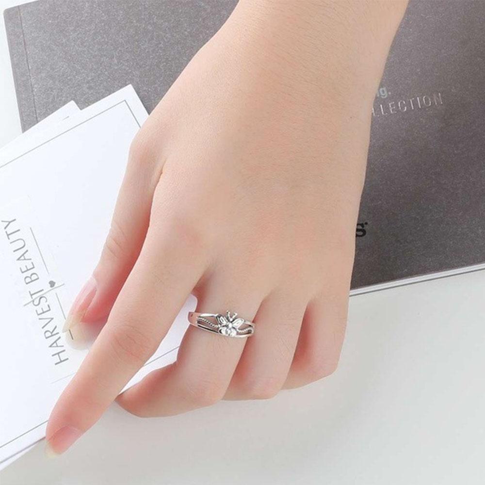 Butterfly Ring Women's Retro Bohemian Split Bead Stackable Ring Minimally Exquisite Insect Jewelry Gift