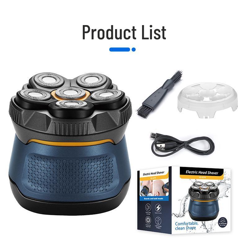 Magnetic Six-Blade Hair Clipper Self-Shaver for Bald Heads with Digital Display