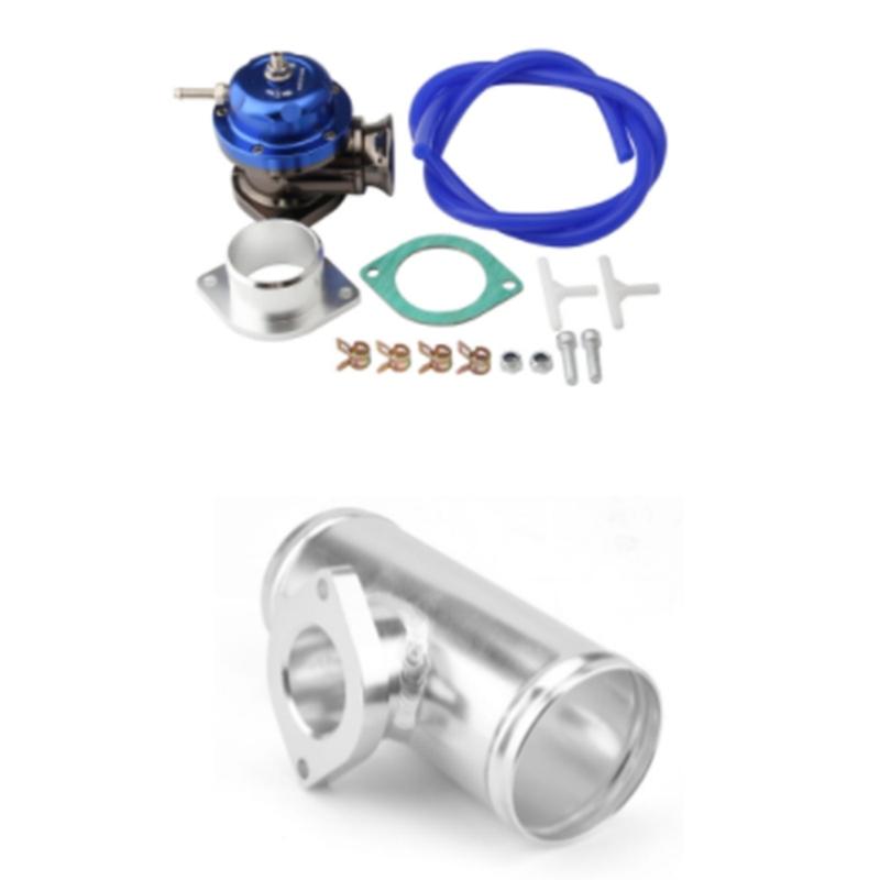 Universal Billet Aluminum Type-Rs Turbo Blow Off Valve Bov+2.5" Flange Tube Pipe Black/Blue