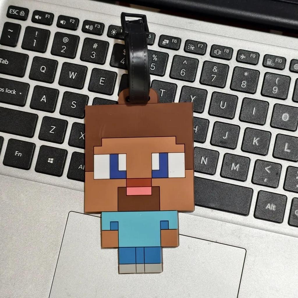 Creeper Steve Cartoon Minecraft Bagagelabel: Schattige Reistas Bedeltje