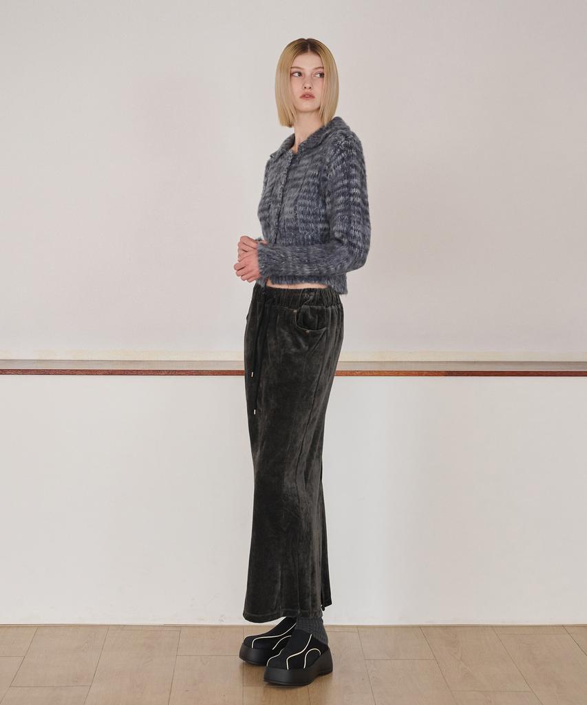 Etmont Velvet Banding Logo Skirt, Charcoal