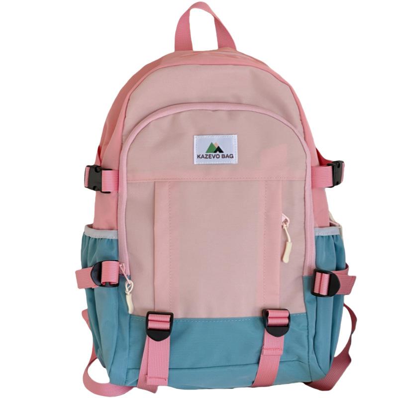 Schoolbag Japanese simple contrasting color casual backpack junior high school lightweight student schoolbag college wind sweet large capacity