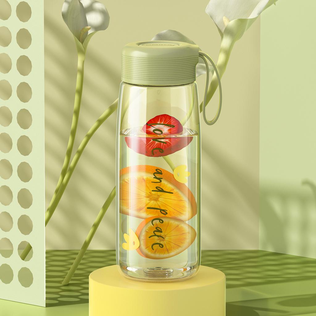 Water bottle Fuguang plastic female cute ins feng shui cup portable creative cup with lid simple plastic cup male tea separation