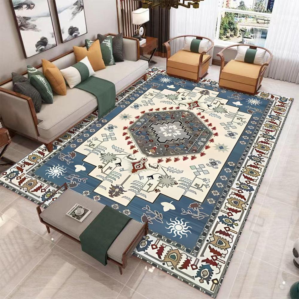 1PC Vintage Persian Carpet American Bohemian Moroccan Living Room Carpet Bedroom Bedside Rug Kitchen Coffee Table Floor Mat