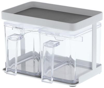 Yamazaki Jitsugyo Seasoning Container, Seasoning Stocker & Rack Tower, Set of 2, White 3341