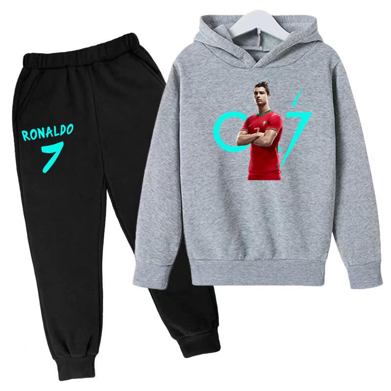 TZWYChildren's Clothing Coat CR7 Brand Casual Competition Sportswear Boys Girls Letter Printed Hoodie/trousers 2P Sports Jogging Set