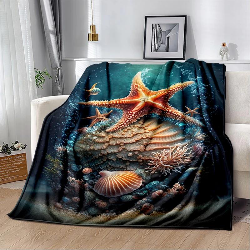 3D Starfish Beach 29 Style Shell Sea Star Sand Cartoon Blanket,Soft Throw Blanket for Home Bedroom Bed Sofa Picnic Office Cover