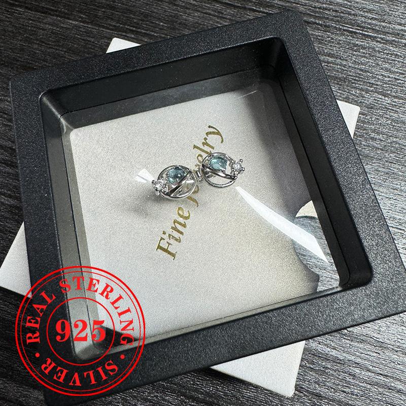 

Милые изящные серьги-пусеты для женщин Креативные нежные аксессуары из синего стекла Стерлинговое серебро Изысканные украшения для вечеринки