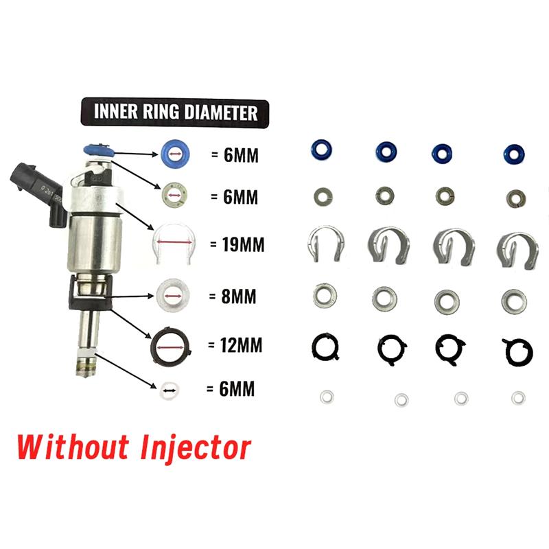 L10A 48Pcs/8Set Fuel Injector O-Ring Seal Repair Kit 06H998907A For  A3 A4 A5 A6 Q5 VW Golf Jetta CC 1.8 2.0T 06J998907A
