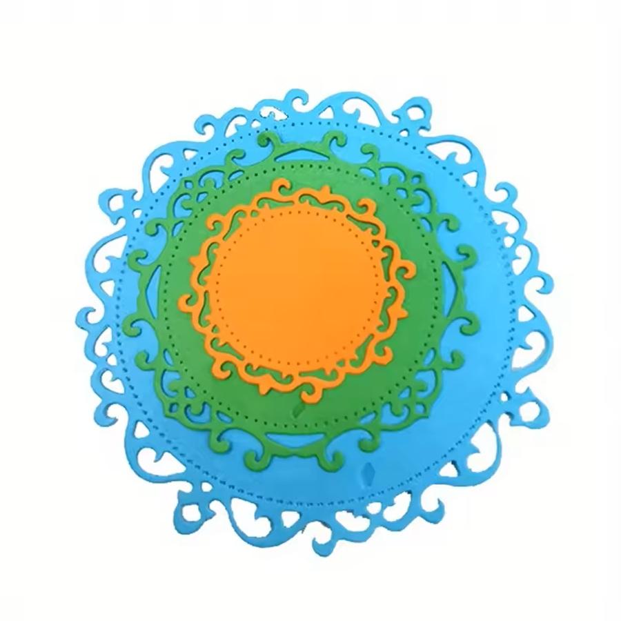 2pcs/set Round Lace Frame Background Metal Cutting Dies Scrapbooking Making Cards Decorative Embossing Crafts