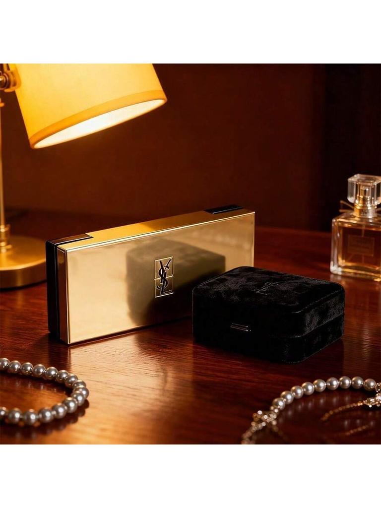 YSL Women's Golden Storage Case with Built-in Mirror, Portable for Easy Touch-ups