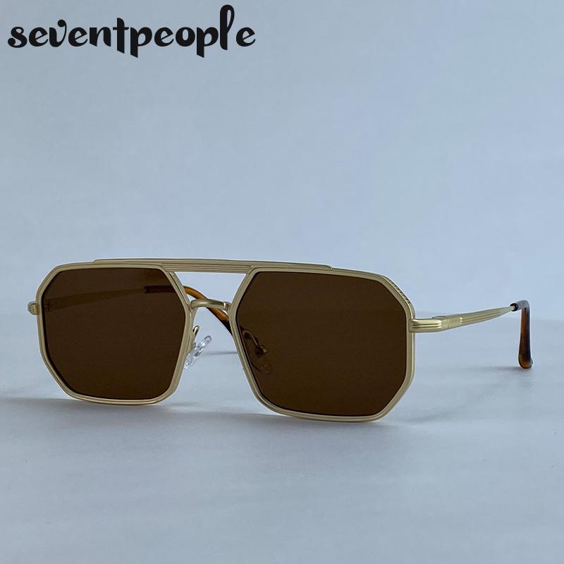 Steampunk Metal Square Sunglasses Men  Luxury Brand Vintage Double Beam Driving Sunglass Trendy Punk Shades For Male UV400