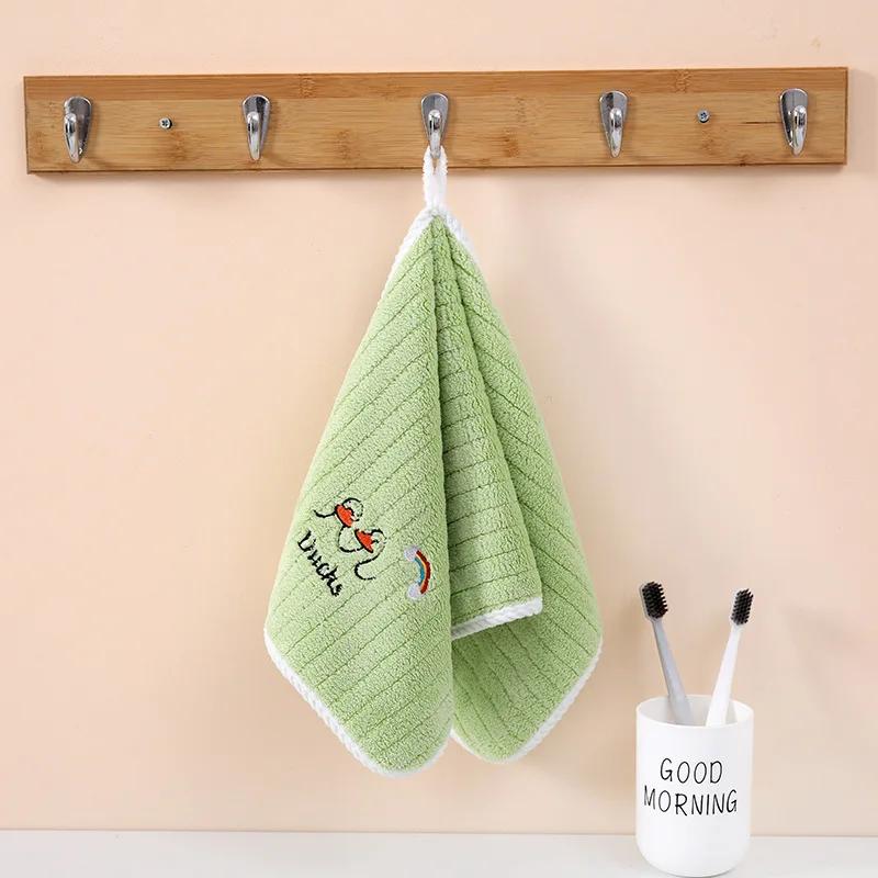 Niedliche Handtücher, Badezimmertücher mit Aufhängeschlaufe, Mikrofaser-Coral-Fleece, saugfähig für Küche, Badezimmer, Schlafzimmer