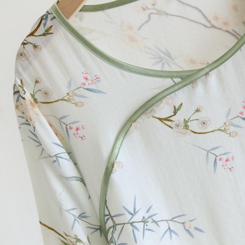 2026 New Women's Spring/Summer Pajama Set with Satin Viscous Soft 7-in-1 Sleeve and 9-in-1 Pants Two Piece Home Clothes Ladies