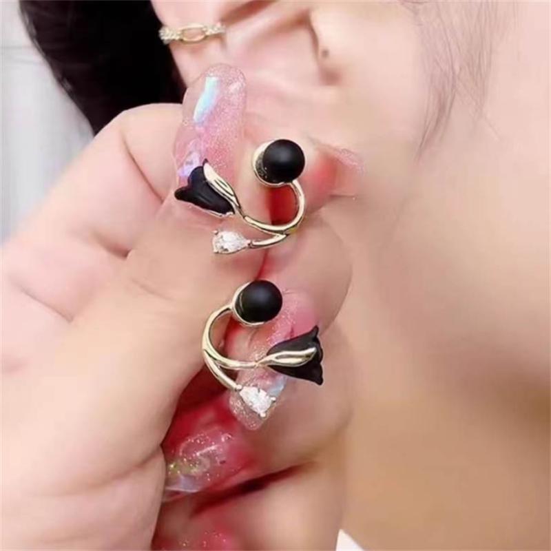 Tulip Flowers Stud Earrings for Women Korean Creative Design Temperament Personality Jewelry Girl Gift Brincos