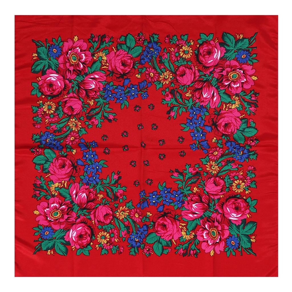 Luxury Hijab Hair Bands Square Cotton Scarf For Women Neckerchief Female Rose Pattern Shawl Headband Fashion Wraps Bandana