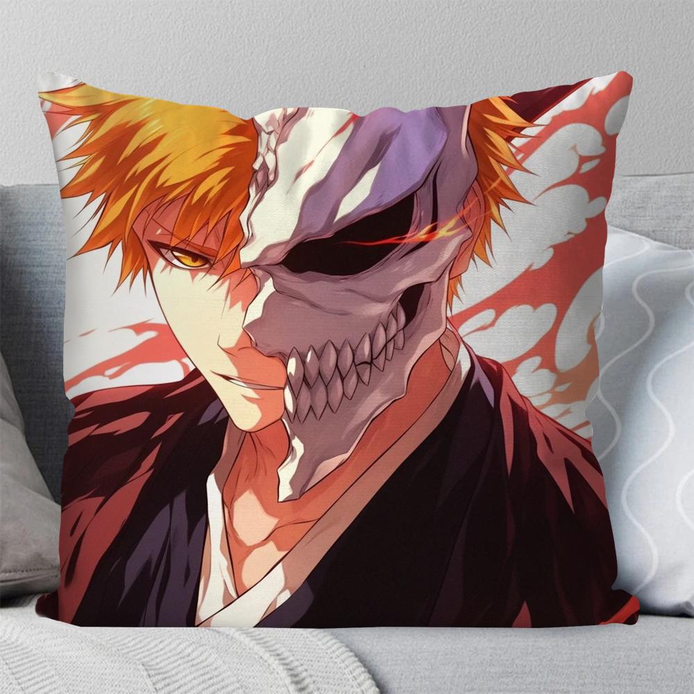

1PC Kurosaki Ichigo Anime Bleach Pillow Case Square Pillow Bedroom Sofa Leisure Comfort CushionLiving Room Home Decoration 40X40 16x16Inch