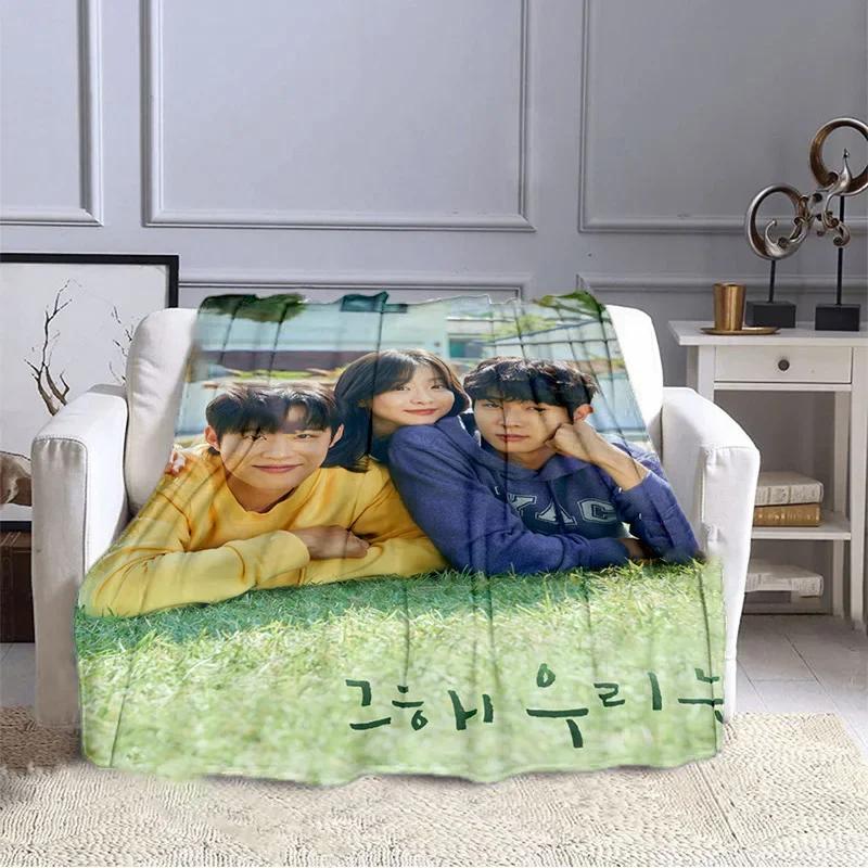 Korean Drama Our Beloved Summer Series Printed Blankets Choi Woo-shik Kim Da Mi Print Flannel Blanket Tv Show Quilt Fans Gift