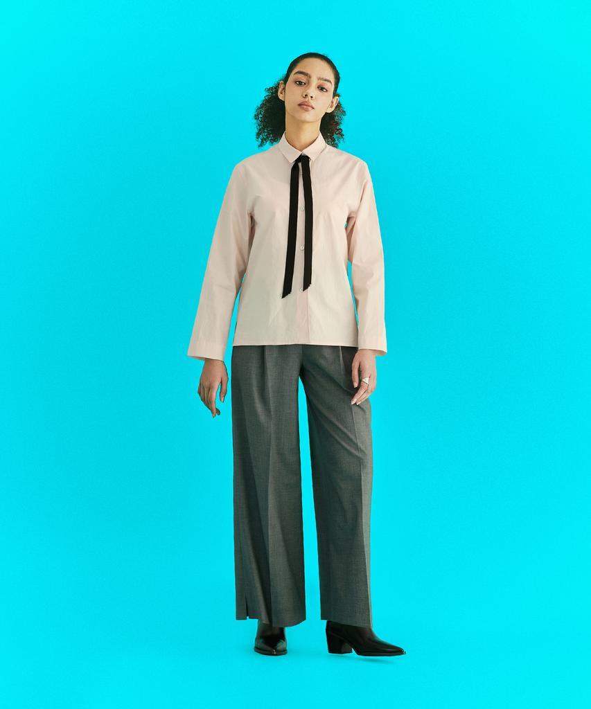 ERER Single Pleat Wide Slacks Gray