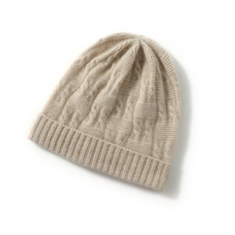 Women s 100% Pure Cashmere Cable Knit Hat - Thickened, Warm for Autumn/Winter 2023. One Size