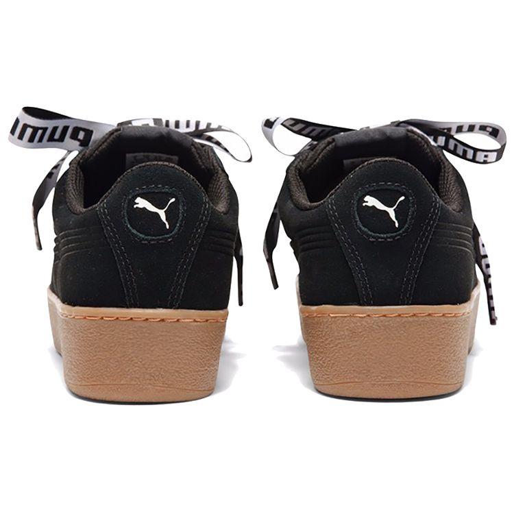 Puma Vikky Platform Ribbon Fashion Durable Low-Top Sneakers Women sneakers Black Brown 365314-01