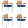 Garden Chairs Set of 4 with Cushions Solid Teak Wood