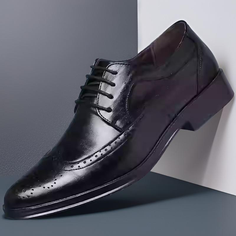 Leather shoes men s Brock British casual business dress large size men s shoes studio photo best man groom shoes 38 чёрный