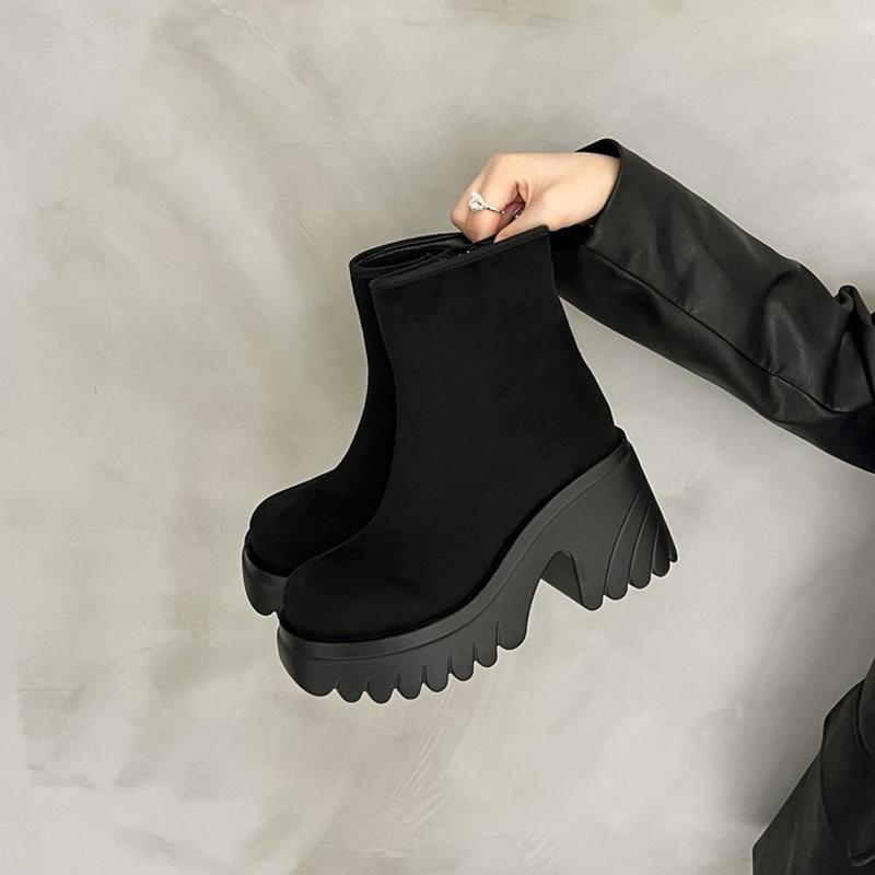 2025 New Winter Super High Heels Boots Women Suede Leather Platform Botas Mujer 36-42 Big Size Flock Ankle Botines for Woman