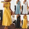 Fashion Summer Spring Solid Color Print Sleeveless POLO Neck Casual Dresses