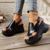 2025 Summer Peep-Toe Women's Sandals New Platform Casual Wedge Roman Shoes Plus Size Height Increasing Comfortable Zapatos Mujer