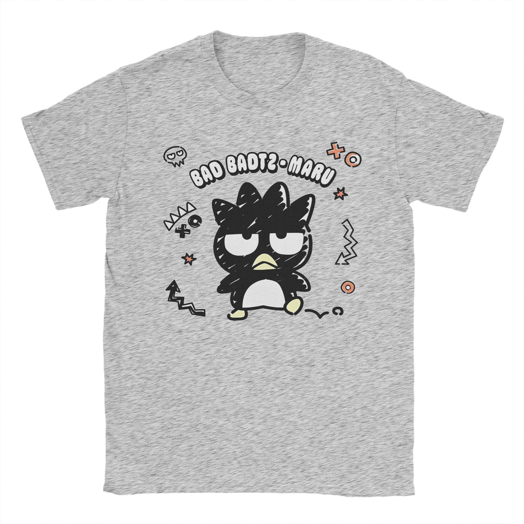 Miniso Bad Badtz Maru Anime Men Women T Shirts Leisure Tee Shirt Short Sleeve Round Neck T-Shirt Pure Cotton Plus Size Clothes XXL серый