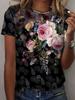 Women's T-shirt Summer Casual Round Neck Short Sleeve 3D Print Floral Pattern Top Loose Casual Wear Ladies T-shirt