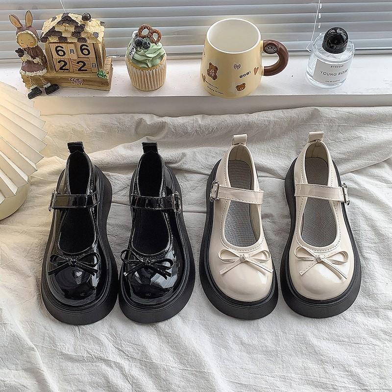 Women Shoes Mary Jane Shoes Platform Woman Pumps Leather High Heels Student Shoes Shoes Spring 2025 Double Buckle