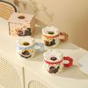 Cat Embossed Lid Mug High Looking Ceramic Cup Creative Souvenir Breakfast Milk Girl Water Cup Gift