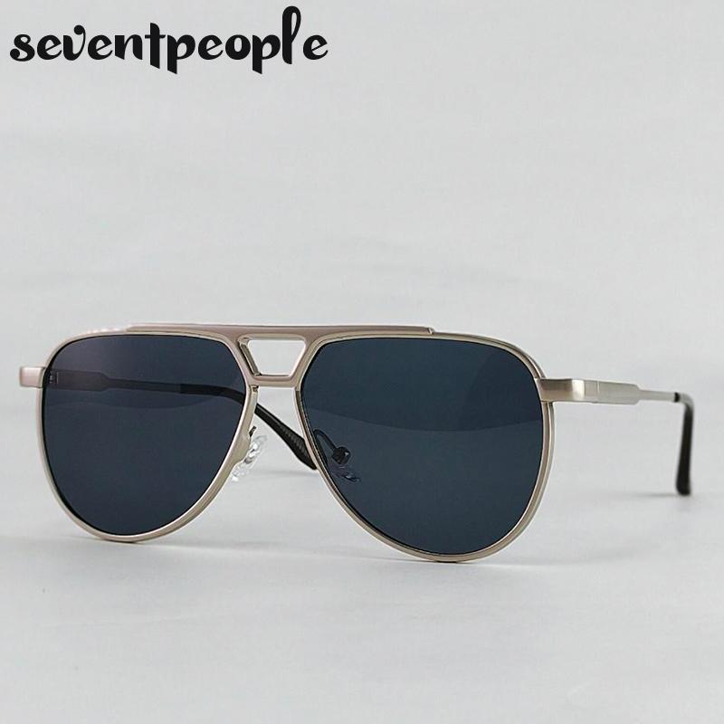 Steampunk Pilot Oval Sunglasses Men Luxury Brand Vintage Punk Metal Outdoor Sun Glasses For Male Trendy Double Beam Shades