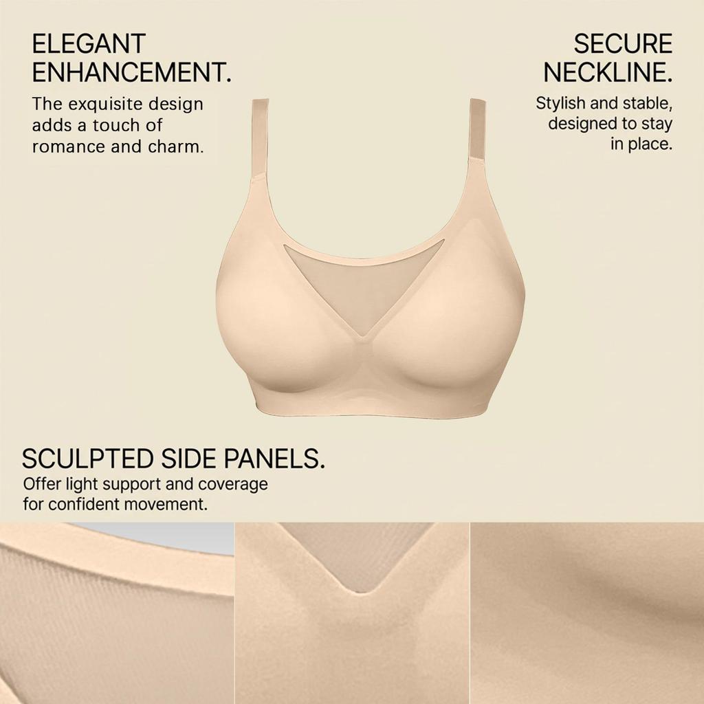 Zeriluna Breathable Mesh Wire-free Sexy Bra - Soft, Comfortable, Gentle Support, Skin-friendly.