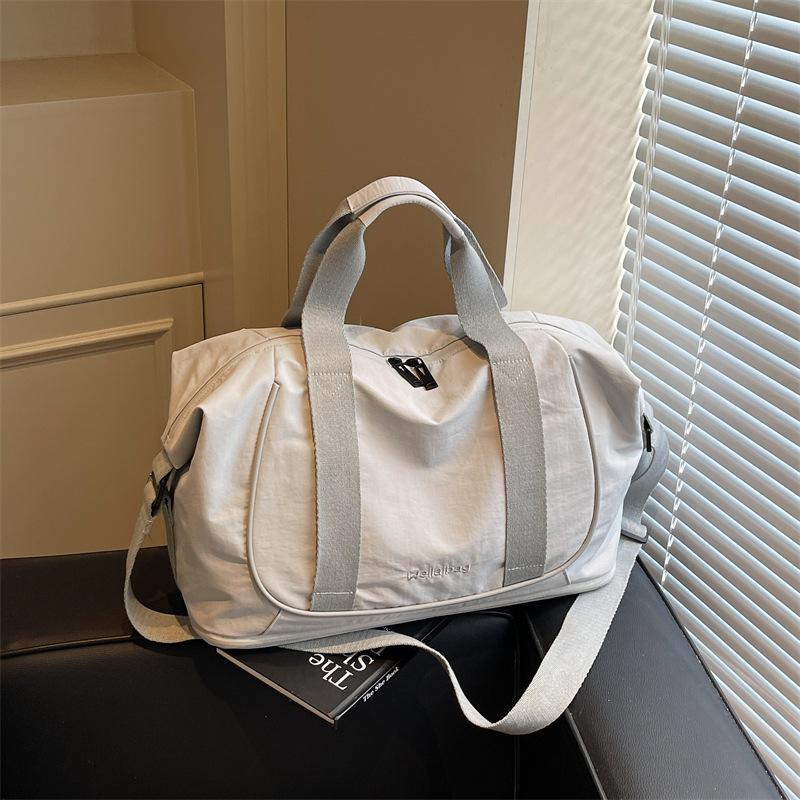 Expandable Travel Bag Women's Large-capacity Short-distance Storage Duffel Bag Lightweight Solid Color Simple Messenger Sports Fitness Bag