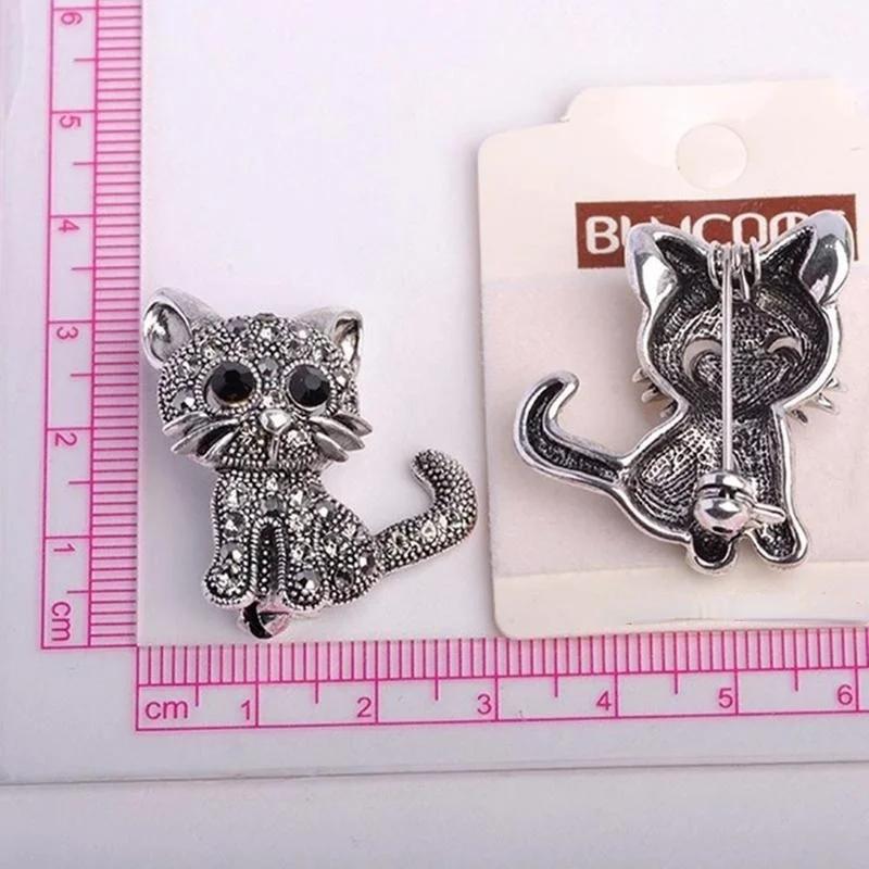 New Cute Little Cat Brooches Pin Up Jewelry For Women Suit Hats Clips Antique Silver Jewelry Suitable Home Decor Cats Crafts