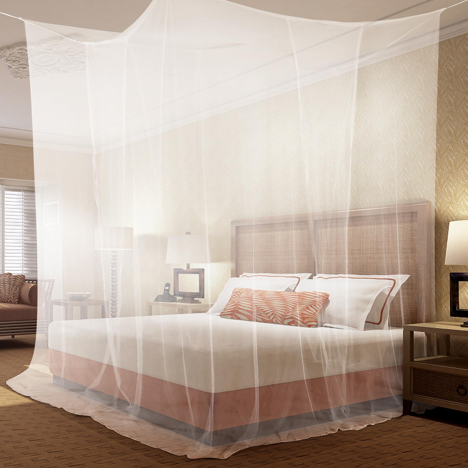 

Bed Canopy Curtains 4 Doors Polyester Bed Net Bedroom Decoration Easy Installation for CelsiusKing Size with Storage Bag 190*210*240cm Whi