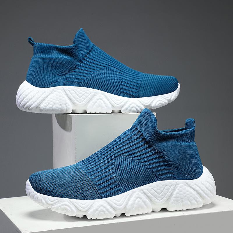 Men's shoes sports couple trendy shoes men lazy one-pedal fly-woven mesh shoes high-top casual shoes overshoes