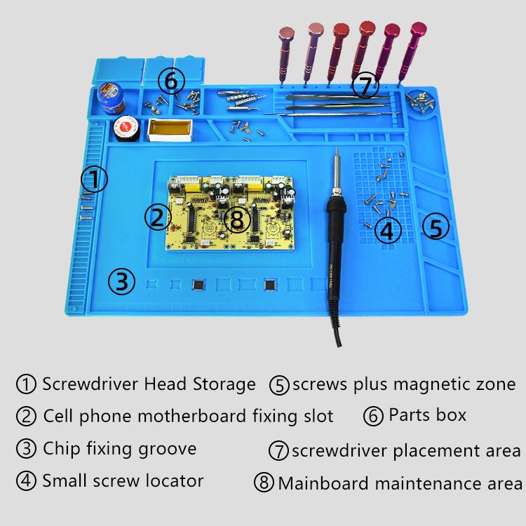 Mobile Phone Computer Repair Work Table Mat Multifunctional Magnetic High Temperature Heat Insulation Silicone Mat