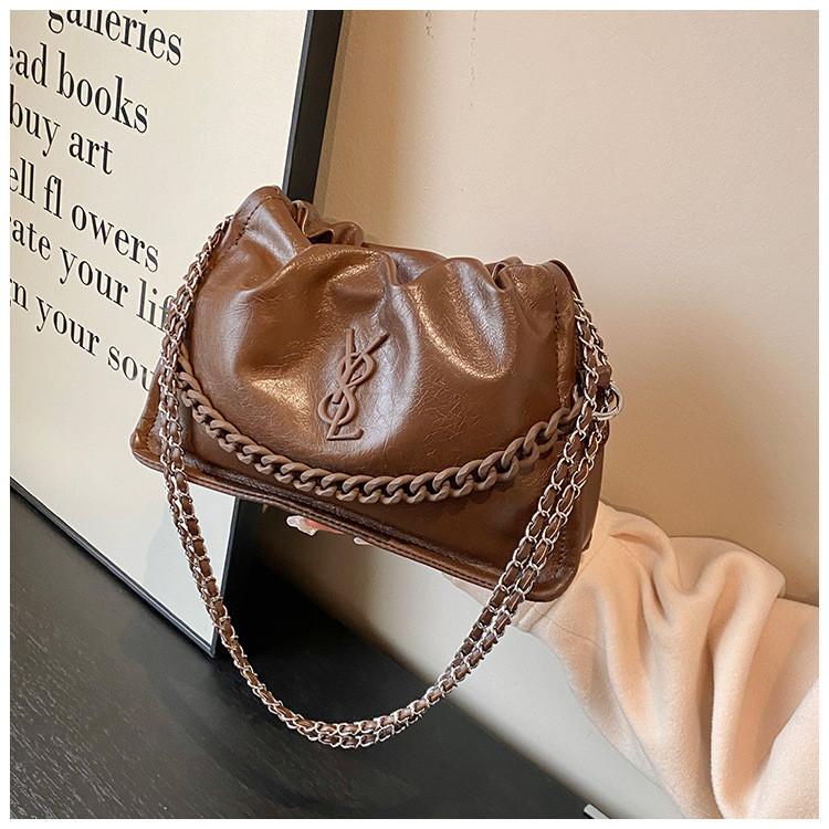 Vintage Retro High-quality Shoulder Bag 2023 New Simple Small Bag Chain Single Shoulder Messenger Bag кофейный