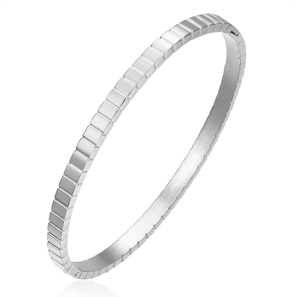 Trendy 4MM Square Round Stainless Steel Bracelet for Women - European & American Style