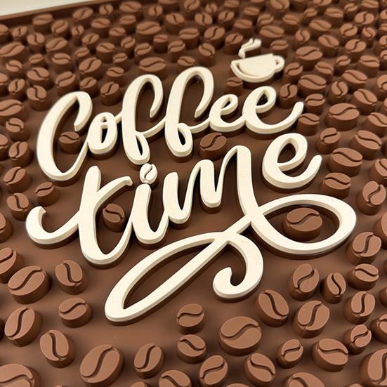 Coffee Bar Mat for Countertop 18x12 Inches Coffee Maker Mat Rubber Espresso Machine Mat Coffee Time Slogan Barista Station Mat