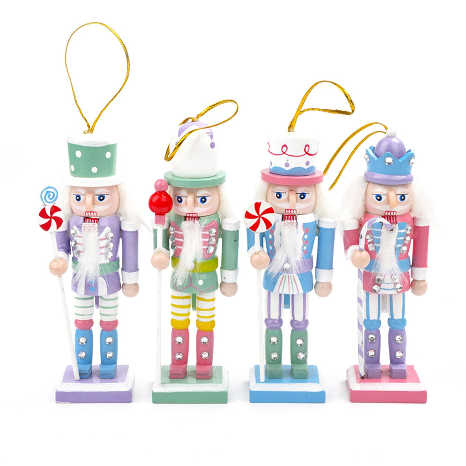 Christmas Nutcracker Ornaments Set, Wooden Christmas Nutcracker Figures Christmas Nutcrackers Soldier for Christmas Deco 1