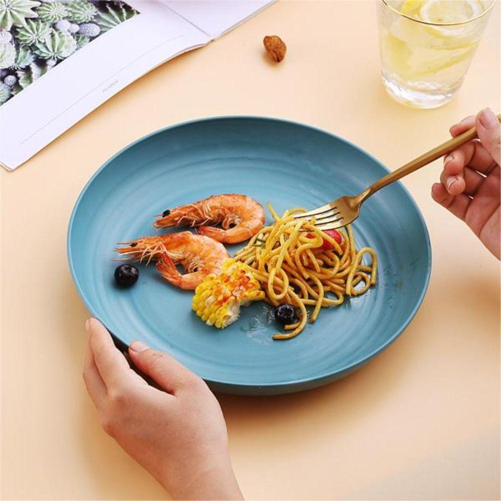 Round Dinner Plates Lightweight Tableware Eco Friendly Wheat Straw Plates  Fruit