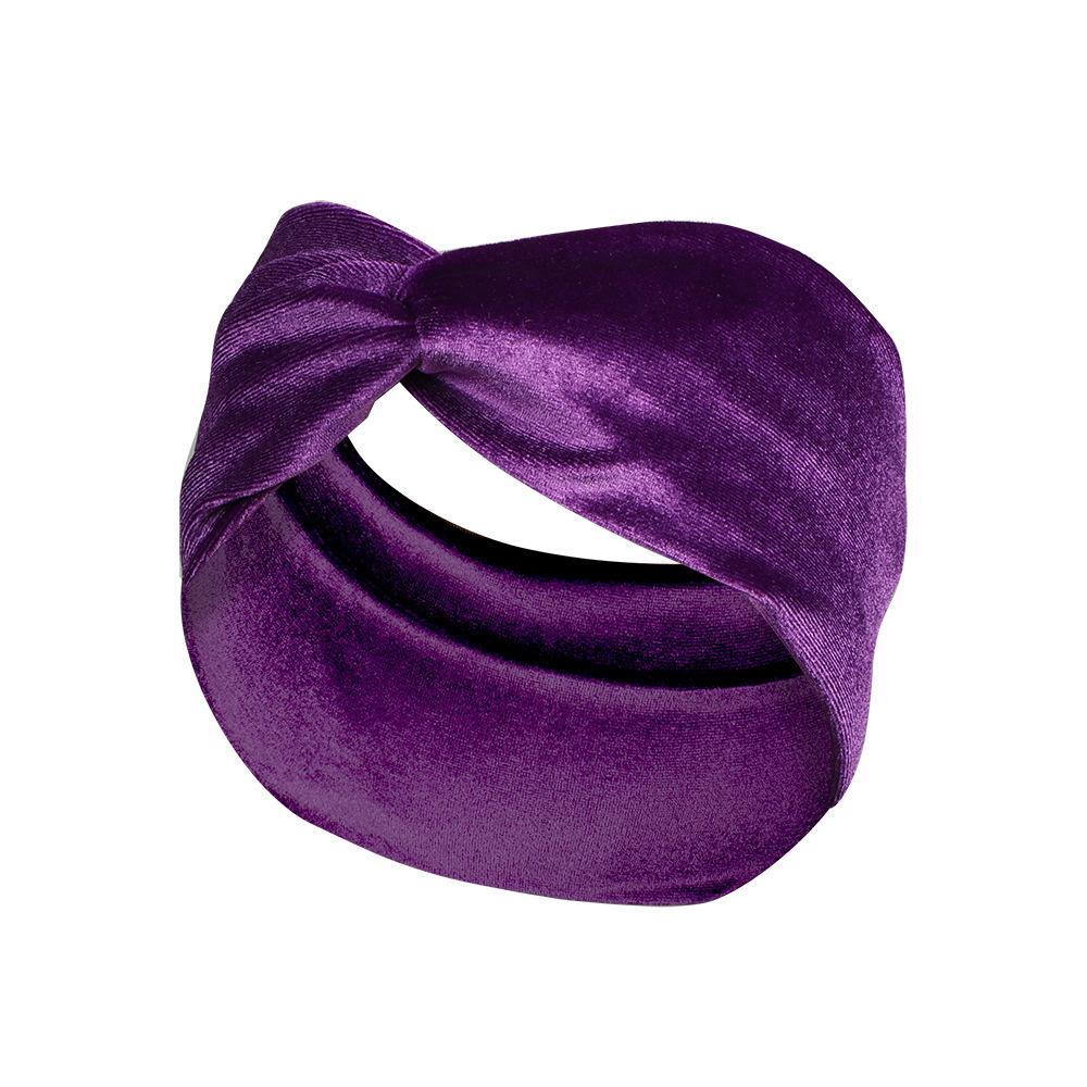 Solid Color Gold Velvet Headband, Hair Accessories Stylish Knotted Cross Elastic Wide Edge Headband Headband