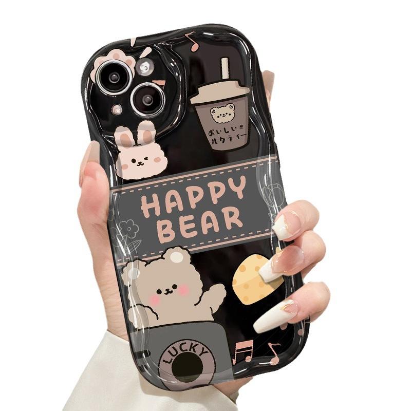 Applicable To Apple 14promax Mobile Phone Case IPhone 13 Cute Audio Bear 11/12mini Cartoon Anti-fall
