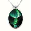 Anhänger Elegante Nordlichter Oval, Landschaft Vintage Halskette