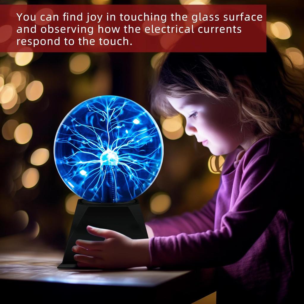 Flashmen Plasma Ball Lamp 5 inch Science Toy Touch & Sound Sensitive Plasma Globe Extra Large Lightning Ball Bedroom Decor Lamp Novelty Present